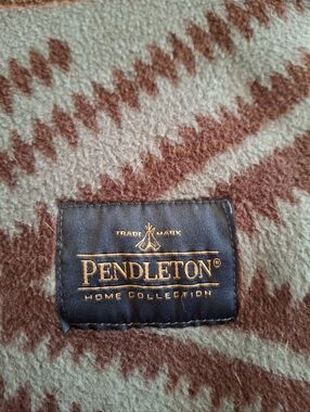 Pendleton Throw Blanket in Brown & Blue And Pale Pink Geometric Pattern